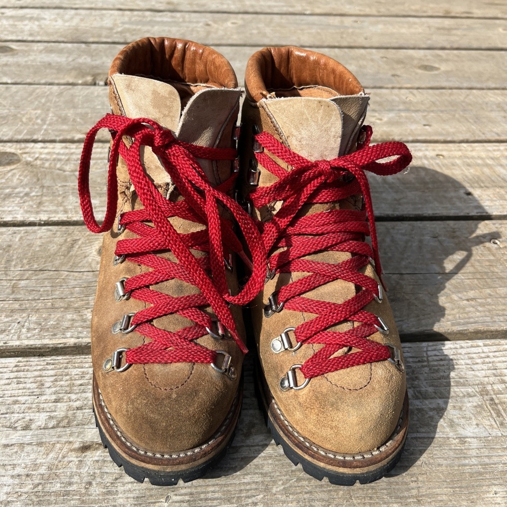 Vintage 80's Dunham Hiking Boots 6054 Size 7 Leather Vibram Sole Made In USA